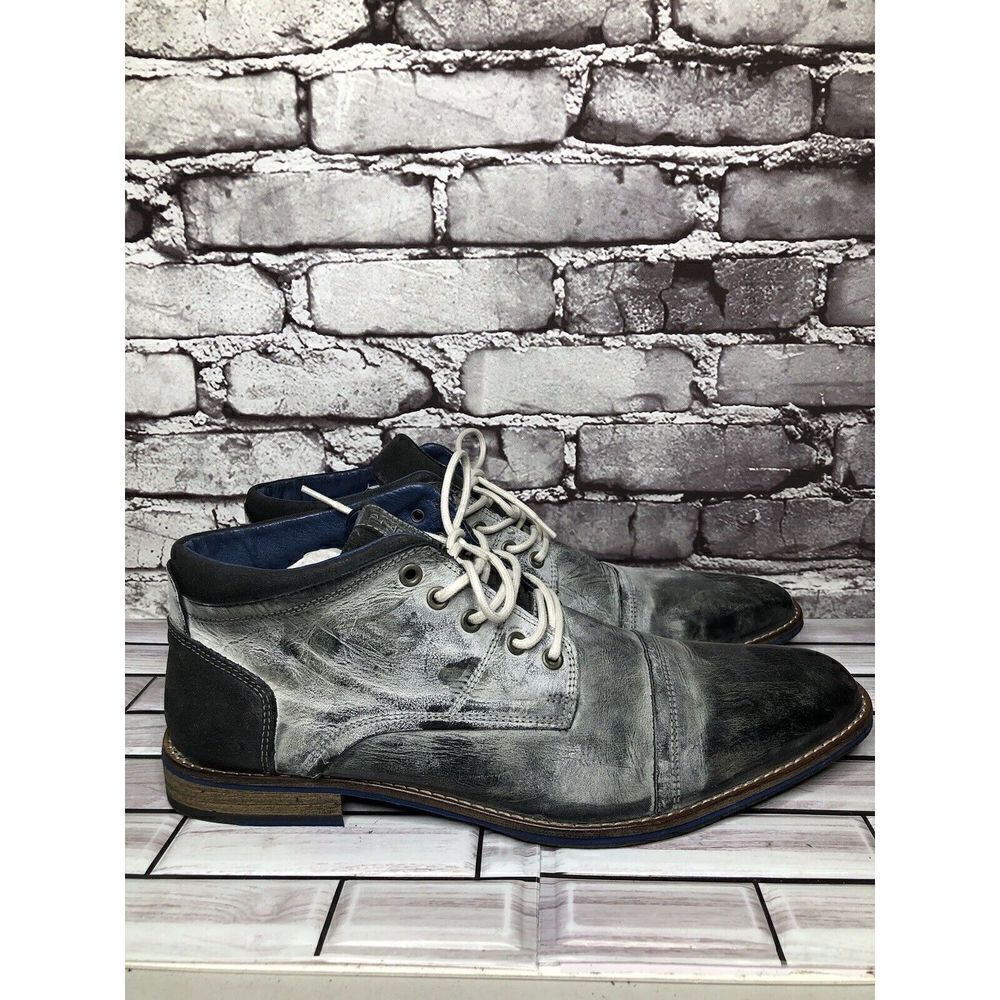 PARC Charcoal Gray Leather Distressed Ankle Lace Up Shoes Men’s Sz 10M US/43EU